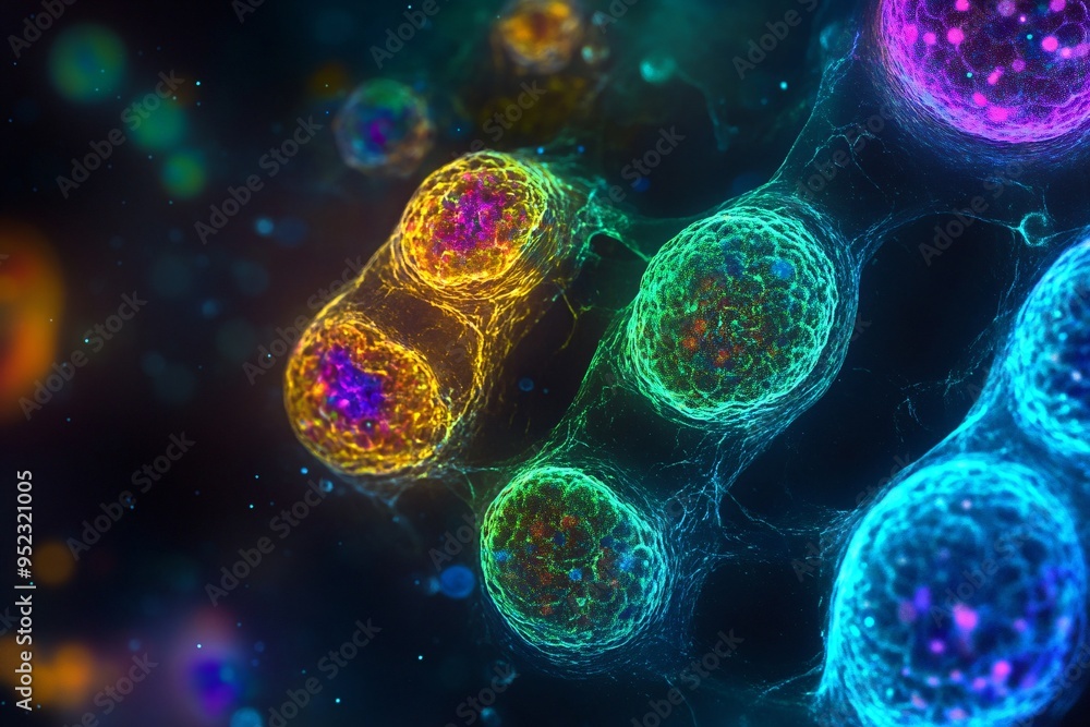 Poster microscopic view of cells in a network