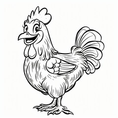 cartoon of a Chicken children coloring book page