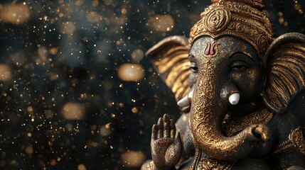 Fototapeta premium Ganesha idol with space for text in the background. Remover of obstacles.