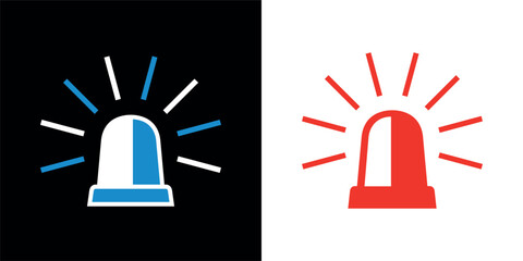 Flashing beacon icon. Icon of a special signal or flashing light on the roof of a car. Symbol of police, ambulance or dangerous goods. Light signal of emergency or breakdown service.