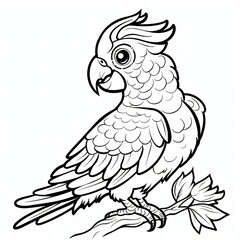 Fototapeta premium Cockatoo children coloring book page isolated