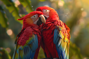 Fototapeta premium parrot couple AI generative