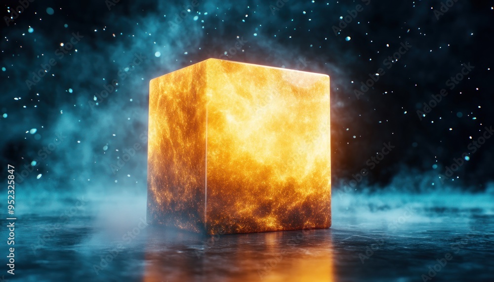 Poster mystical glowing box a visual journey into wonder and joy, illuminated with soft light and emotional