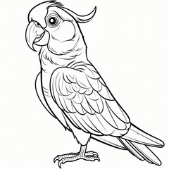 Cockatoo children coloring book page isolated