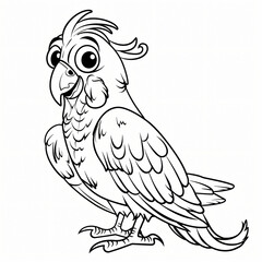 Cockatoo children coloring book page isolated
