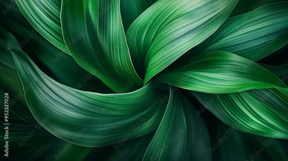 Poster The palm leaf curls towards the center Abstract nature background : Generative AI