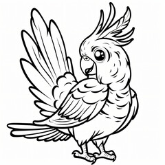 Cockatoo children coloring book page isolated