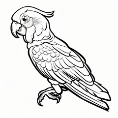 Cockatoo children coloring book page isolated