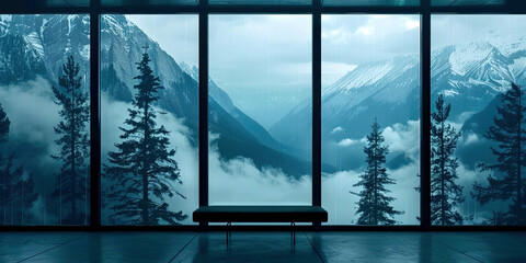 The design of a glass room against the background of nature