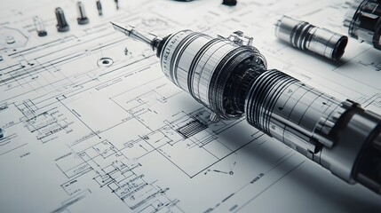 Detailed Engineering Blueprint with Technical Sketches and Diagrams