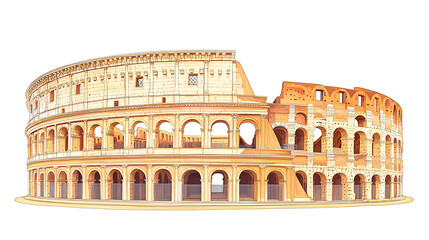 Naklejka premium Colosseum in Rome Italy historic landmark isolated on white background 