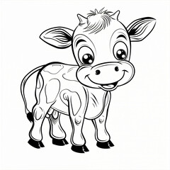 Fototapeta premium cow children coloring book page isolated