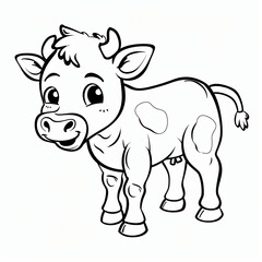 Fototapeta premium cow children coloring book page isolated