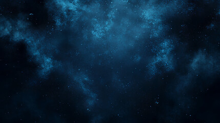 Fototapeta premium Dark grainy background, glowing blue abstract noise texture shape on black banner poster header backdrop, copy space 