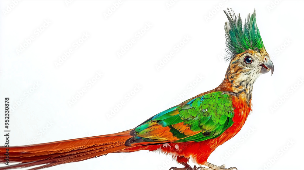 Wall mural a colorful tropical bird, isolated on a pure white background