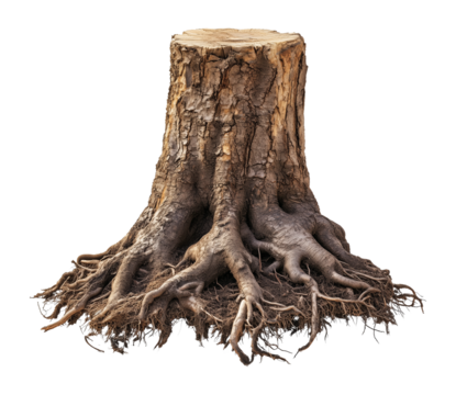 Tree Stump Roots Isolated on Transparent Background PNG
