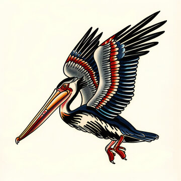 recommend clip art: Pelican bird very simple traditional tattoo flash styles illustration