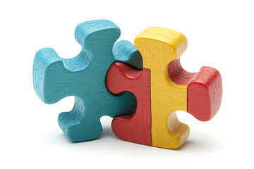 A simple and isolated image of a puzzle on a white background, representing problem-solving, connection, and the process of fitting pieces together to form a whole.