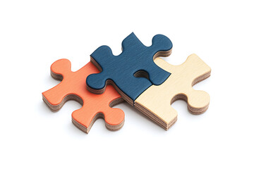 Obraz premium A simple and isolated image of a puzzle on a white background, representing problem-solving, connection, and the process of fitting pieces together to form a whole.