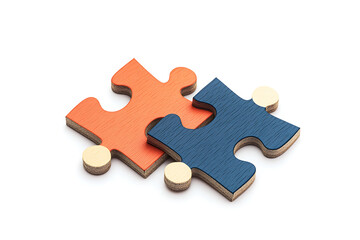 Obraz premium A simple and isolated image of a puzzle on a white background, representing problem-solving, connection, and the process of fitting pieces together to form a whole.