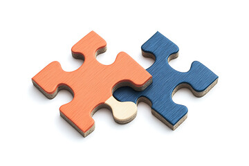 Fototapeta premium A simple and isolated image of a puzzle on a white background, representing problem-solving, connection, and the process of fitting pieces together to form a whole.