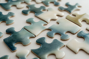 A simple and isolated image of a puzzle on a white background, representing problem-solving, connection, and the process of fitting pieces together to form a whole.