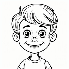 boy children coloring book page isolated