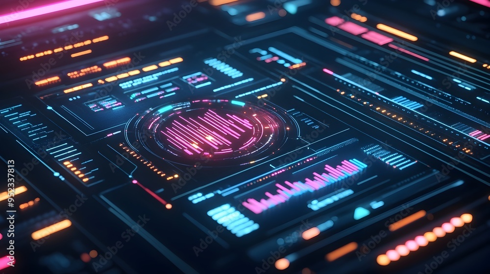 Poster sleek futuristic fintech compliance dashboard with seamless data visualizations and real time analyt