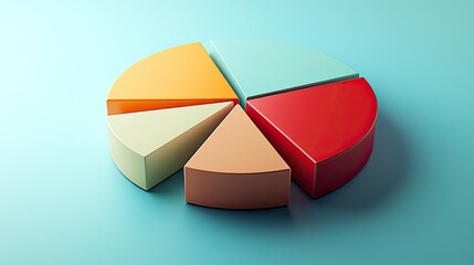 Fototapeta premium A financial pie chart with 3D effects and clean divisions, symbolizing market analysis and successful strategies