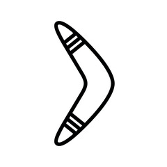 Boomerang icon. Symbol of return, karma or hunting. Wooden throwing club.