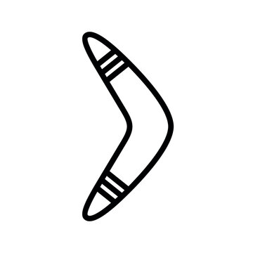 recommend clip art: Boomerang icon. Symbol of return, karma or hunting. Wooden throwing club.