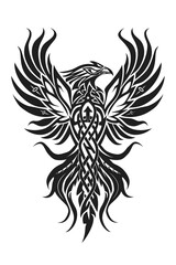 Phoenix Bird head very simple traditional tattoo flash styles illustration