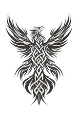 Phoenix Bird head very simple traditional tattoo flash styles illustration