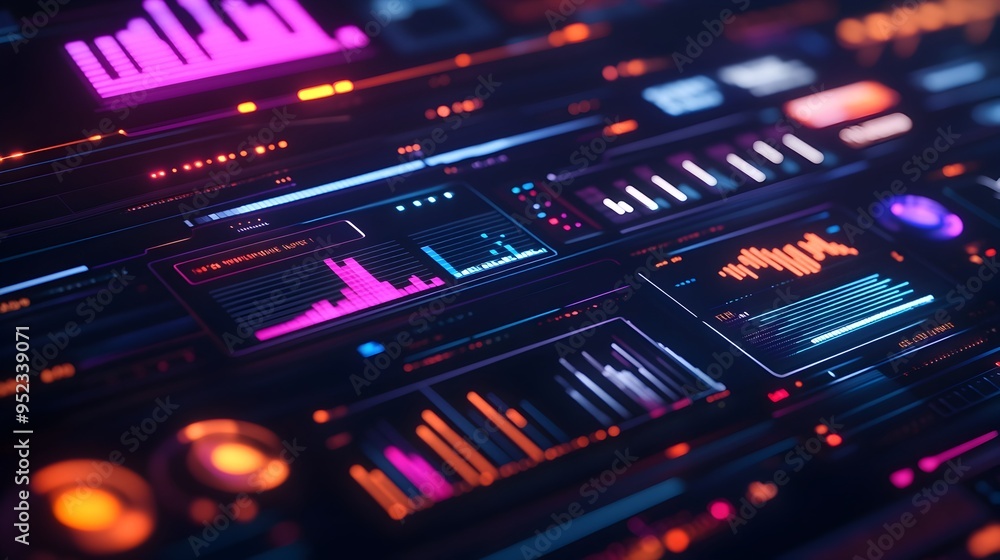 Poster futuristic fintech compliance dashboard with sleek minimalist ui and real time data visualizations