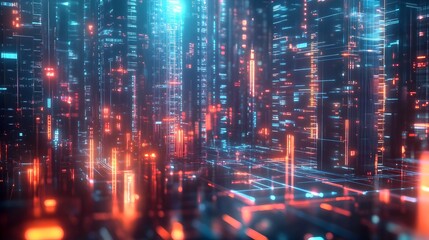 Futuristic FinTech Hub with Sleek Digital Platforms and Cutting Edge Holographic Interfaces