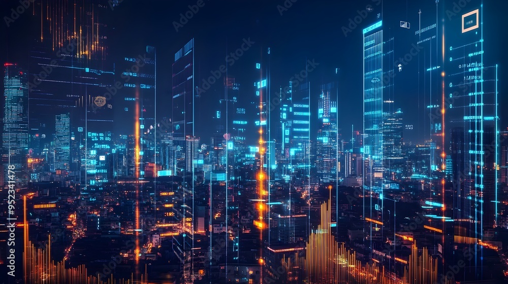 Poster cutting edge fintech innovations sleek interfaces streamlined data visualization and futuristic digi