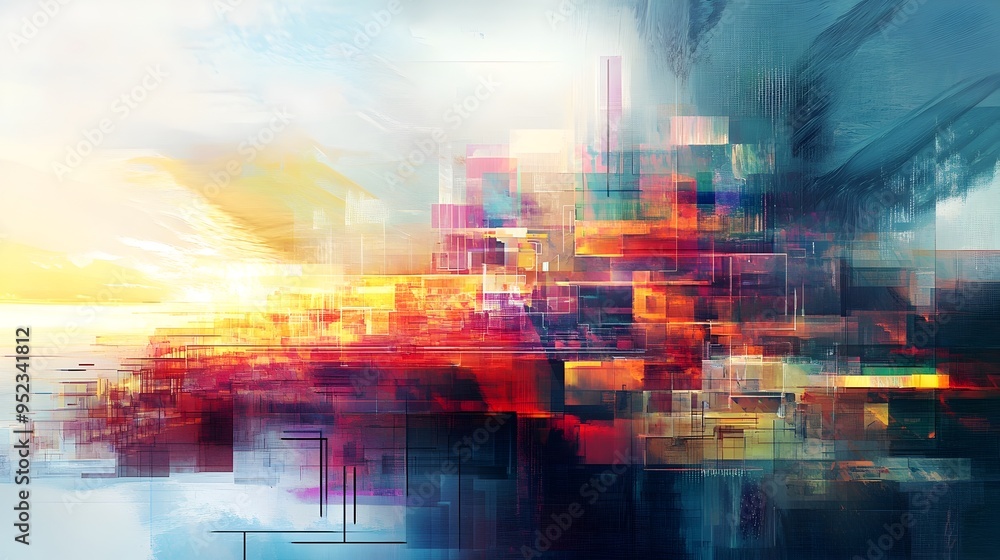Poster disruptive fintech solutions and dynamic financial analytics models with ethereal digital impression