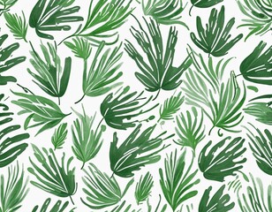 Fototapeta premium texture of grass - hand print on paper, leaf texture on a white background - illustration