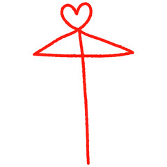 相合傘のイラスト　赤
