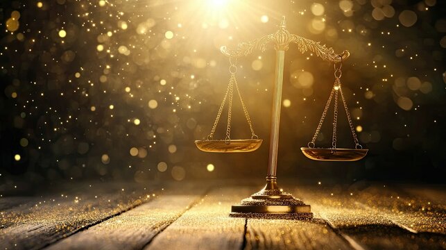 Close-up of scales of justice with the focus on the intricate details of the balance, symbolizing precision and fairness.