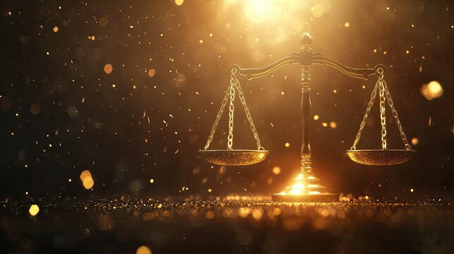 Close-up of scales of justice with the focus on the intricate details of the balance, symbolizing precision and fairness.