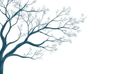 Obraz premium Tree with expanding branches, clean lines, minimal flat design illustration on white background, copy space for stock photo with minimal concept, No logo, No Trademark, No text