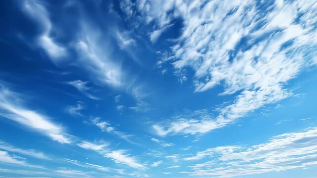 Serene blue sky with wispy cirrus clouds on a clear day.