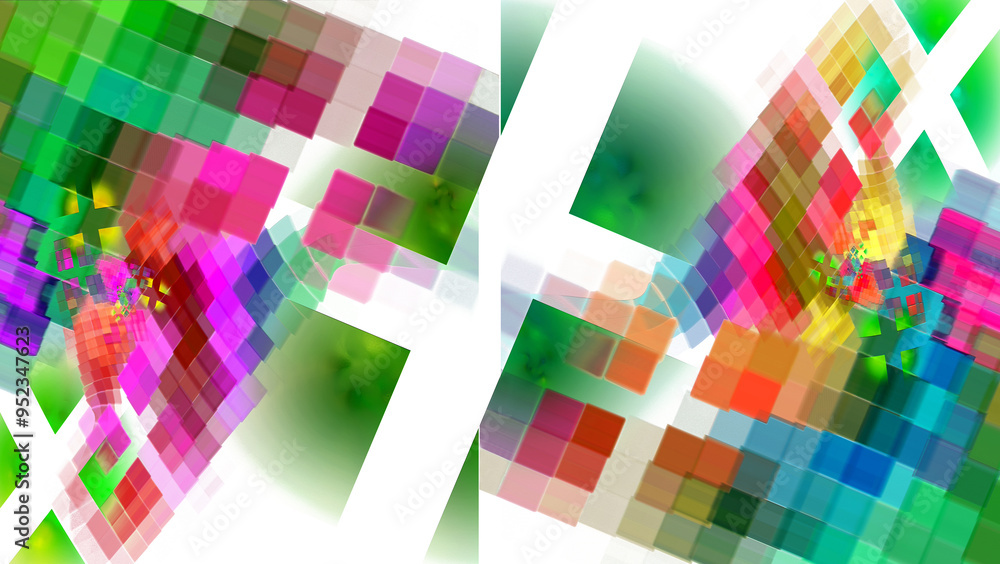 Aufkleber abstract fractal geometric background for networks, technology, business. checkered surfaces with co