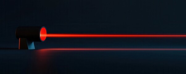 Abstract representation of a high-power laser beam focusing on a single point, intense light and energy, high power laser, energy concentration