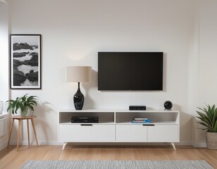 modern living room interior design with Tv