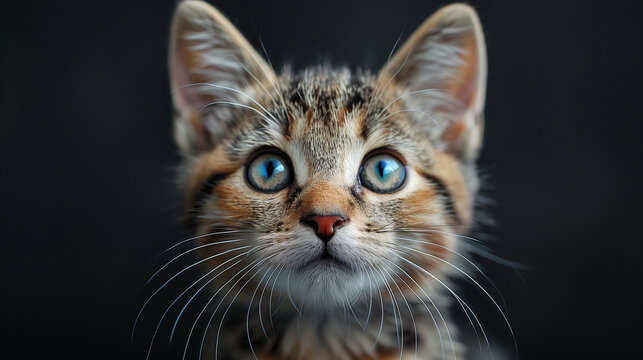close up portrait of a catCat on a black background.. 