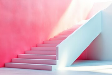 Obraz premium Abstract staircase, simple geometric shapes, minimal flat design illustration on white background, copy space for stock photo with minimal concept, No logo, No Trademark, No text