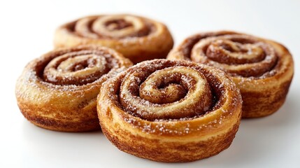 Fototapeta premium Tasty fresh cinnamon rolls isolated on white : Generative AI