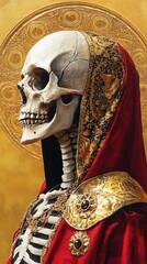 Obraz premium Detailed Portrait of Santa Muerte in Ornate Robes